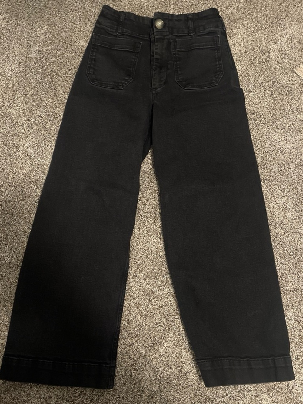 Maeve Black Wide-Leg High-Rise Jeans